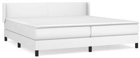 vidaXL Κρεβάτι Boxspring με Στρώμα Λευκό 200x200 εκ. Συνθετικό Δέρμα