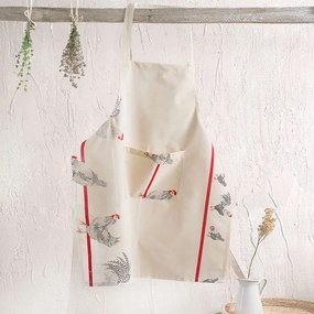Ποδιά Ολόσωμη Foivos Beige-Red Ρυθμός 60x85cm 100% Βαμβάκι