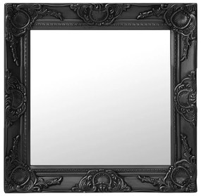 Καθρέφτης Τοίχου με Μπαρόκ Στιλ Μαύρος 50 x 50 εκ. - Μαύρο