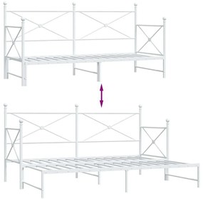 Κρεβάτι ημέρας με καρότσα χωρίς στρώμα Λευκό 90x200 cm Ατσάλι - Λευκό