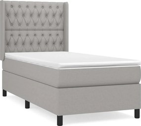 vidaXL Κρεβάτι Boxspring με Στρώμα Ανοιχτό Γκρι 100x200 εκ. Υφασμάτινο