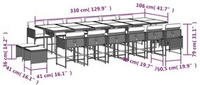 vidaXL Σετ Τραπεζαρίας Κήπου 17 τεμ Μικτό Μπεζ Συνθ. Ρατάν & Μαξιλάρια