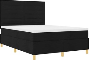 vidaXL Κρεβάτι με ελατήρια με στρώμα Μαύρο 140 x 200 cm ύφασμα