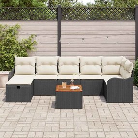 vidaXL Σετ Καναπέ Κήπου με μαξιλάρι 8 pcs Μαύρο Πολυ ράταν
