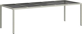 vidaXL Τραπέζι Κήπου Λευκό 250x100x75 εκ. Συνθετ. Ρατάν/Ψημένο Γυαλί