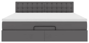 vidaXL Οθωμανικό κρεβάτι με στρώμα Γκρι 180x200cm Faux Leather