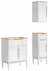 vidaXL Σετ Επίπλων Μπάνιου FLORO 3 pcs Λευκό Στερεό ξύλο πεύκου