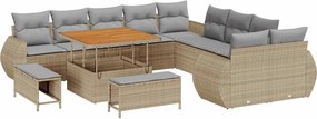 vidaXL Σετ Καναπέ Κήπου 13 pcs Μπεζ συνθετικό ρατάν