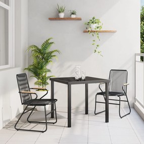 vidaXL Σετ 3 Τεμαχίων Τραπεζαρία Κήπου Μαύρο PVC Ράτταν
