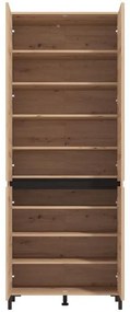 Παπουτσοθήκη - Ντουλάπα Flannan 2K4V 2OG Artisan Oak - Μαύρο Μάτ 80x40x205 εκ. 80x40x205 εκ.