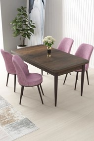 Dining Table &amp; Chairs Set (5 Pieces) Nil - Baroque, Pink Baroque
Pink