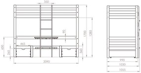 Κουκέτα με Καναπέ 2 σε 1 Elen Natural  90×200cm