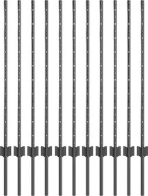vidaXL Στύλος Περιφράξεων 11 pcs Γκρι 100 cm Ατσάλι