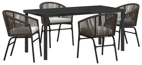 vidaXL Σέτ φαγητού για κήπο 5 pcs Καφέ Χάλυβας με επίστρωση πούδρας