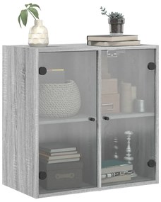 vidaXL Ντουλάπι Τοίχου Sonoma Γκρι 68x37x68,5 εκ. με Γυάλινες Πόρτες