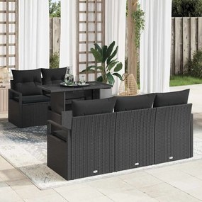 vidaXL Σετ Καναπέ Κήπου με μαξιλάρι 6 pcs Μαύρο 100 x 55 x 73 εκ.