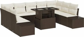 vidaXL Σετ Καναπέ Κήπου με αποθήκευση 10 pcs Καφέ Πολυ ράταν