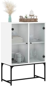 vidaXL Βοηθητικό Ντουλάπι Λευκό 69x37x100 εκ. με Γυάλινες Πόρτες