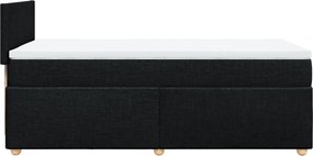 vidaXL Κρεβάτι Boxspring με Στρώμα Μαύρο 90x200 εκ. Υφασμάτινο