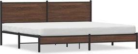 vidaXL Σκελετός Κρεβ. Χωρίς Στρώμα Καφέ Δρυς 193x203 εκ. Μεταλλικό