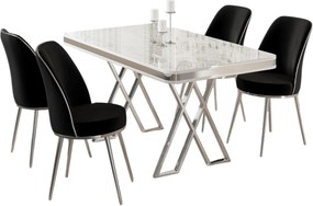Dining Table &amp; Chairs Set (5 Pieces) Vals - White, Chrome, Black White
Chrome
Black