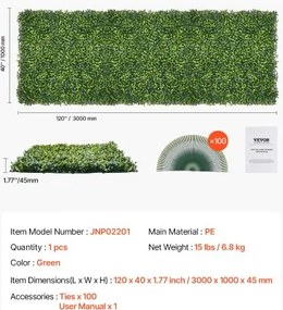 VEVOR Artificial Grass Wall Panels 40 x 120 in Milan Grass Greenery for Decor