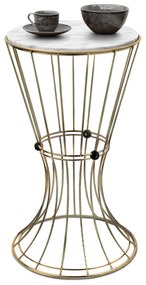 Τραπεζάκι βοηθητικό Girene Megapap μεταλλικό - Mdf χρώμα χρυσό - λευκό εφέ μαρμάρου 32x32x58εκ.