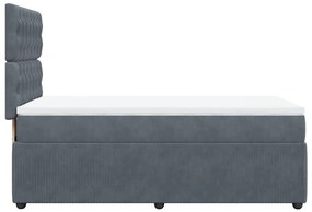 vidaXL Κρεβάτι Boxspring με Στρώμα Σκούρο Γκρι 90x200 εκ. Βελούδινο