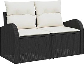 vidaXL Σετ Καναπέ 8 τμχ. Μαύρο και Κρεμ Λευκό 55 x 55 x 37 εκ