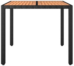 Τραπέζι Κήπου με Ξύλινη Επιφάνεια Μαύρο Συνθ Ρατάν/Μασίφ Ακακία - Μαύρο