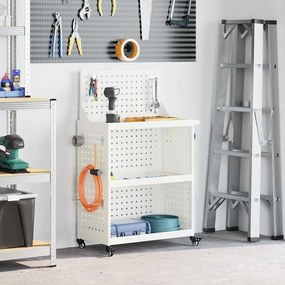 vidaXL Καρότσι εργαλείων Λευκό 65 x 35 x 111 εκ Ψυχρής έλασης χάλυβας