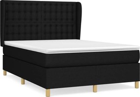 vidaXL Κρεβάτι Boxspring με Στρώμα Μαύρο 140x190 εκ. Υφασμάτινο