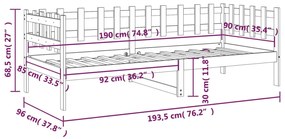 ΚΑΝΑΠΕΣ ΚΡΕΒΑΤΙ ΓΚΡΙ 90 X 190 ΕΚ. ΑΠΟ ΜΑΣΙΦ ΞΥΛΟ ΠΕΥΚΟΥ 820763