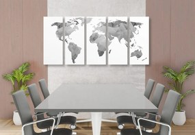 Πολυγωνικός παγκόσμιος χάρτης 5 τμημάτων εικόνας σε ασπρόμαυρο - 100x50