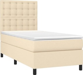 vidaXL Κρεβάτι Boxspring με Στρώμα Κρεμ 80 x 200 εκ. Υφασμάτινο