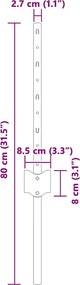 vidaXL Ενσωματωμένος Πόλος Φράχτη 44 τμχ. Ασημί 80 cm