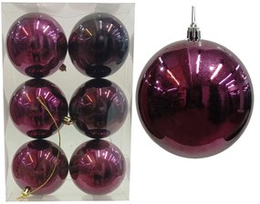 Σετ 6 τεμ. Χριστουγεννιάτικες Μπάλες Σκούρο Μπορντό Περλέ 8cm 238322