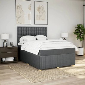 vidaXL Κρεβάτι Boxspring με Στρώμα Σκούρο Γκρι 160x200 εκ Υφασμάτινο