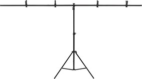 vidaXL Βάση Φόντου σε Σχήμα Τ Μαύρη 201x60x(70-200) εκ.