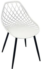 Καρέκλα Suan pp σε λευκή απόχρωση και μαύρο μεταλλικό πόδι 56x49x82εκ 56x49x82 εκ.