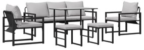 vidaXL Σετ Καναπέ Κήπου 6 pcs Μαύρο 61 x 72.5 x 71 εκ Ατσάλι