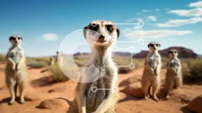 Σετ των 2 Intra Συλλεκτικό Ξύλινο Παζλ Plywood  4mm - Ομάδα Meerkats στην έρημο Σε Ξύλινο Κουτί - Διαστάσεις: 10x10 cm – 25 κομμάτια