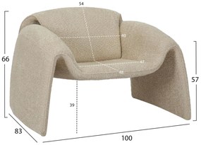 Πολυθρόνα LAFORGE C9679.03 Μεταλλικός Σκελετός με Μπέζ Μπουκλέ Ύφασμα 100x83x66Υεκ. 100x83x66 εκ.