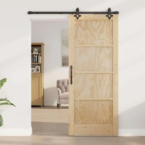 vidaXL Σετ Συρόμενης Πόρτας ORKDAL Φυσικό και μαύρο 83 x 202 εκ.