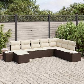 vidaXL Σετ Καναπέ Κήπου 8 pcs Καφέ και κρεμ 319 x 209 x 85 εκ.