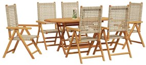vidaXL Σέτ φαγητού για κήπο 7 pcs Μπεζ