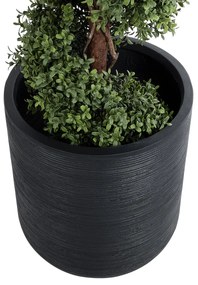 GloboStar® Artificial Garden DAMASCUS 20694 Διακοσμητικό Πολυεστερικό Τσιμεντένιο Κασπώ Γλάστρα - Flower Pot Μαύρο Φ45 x Υ45cm