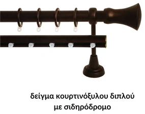 Kουρτινόξυλο Import Φ25 Σφυρήλατο Σκουριά No.1 Import Hellas, διπλό-με-εσωτερικό-σιδηρόδρομο-140cm