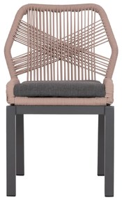 Καρέκλα HOWARD C5547.12 Αλουμίνιο Ανθρακί με Σχοινί και Μαξιλάρι Μπέζ 55,5x60x84,5Υ εκ. 4αδα 55.5x60x84.5 εκ.