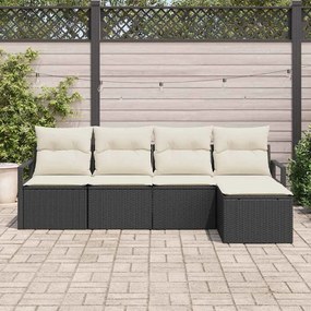 vidaXL Σετ Καναπέ 5 pcs Μαύρο συνθετικό ρατάν